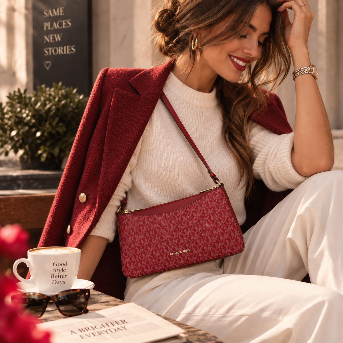 Monogrammed canvas Crossbody bag - Cherry Red