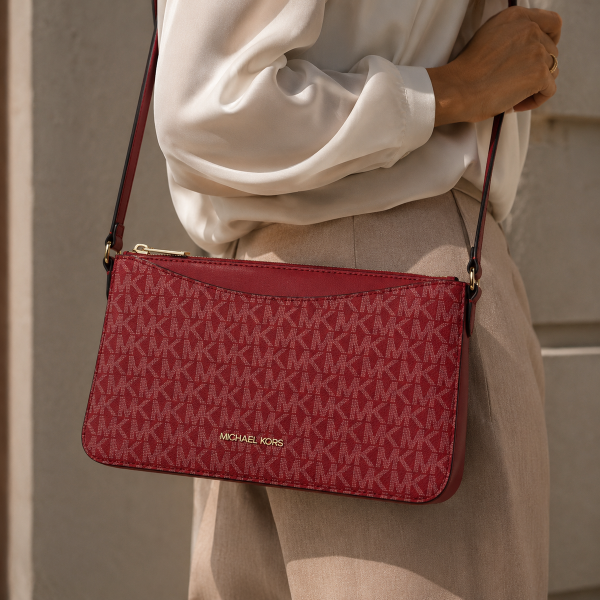 Monogrammed canvas Crossbody bag - Cherry Red