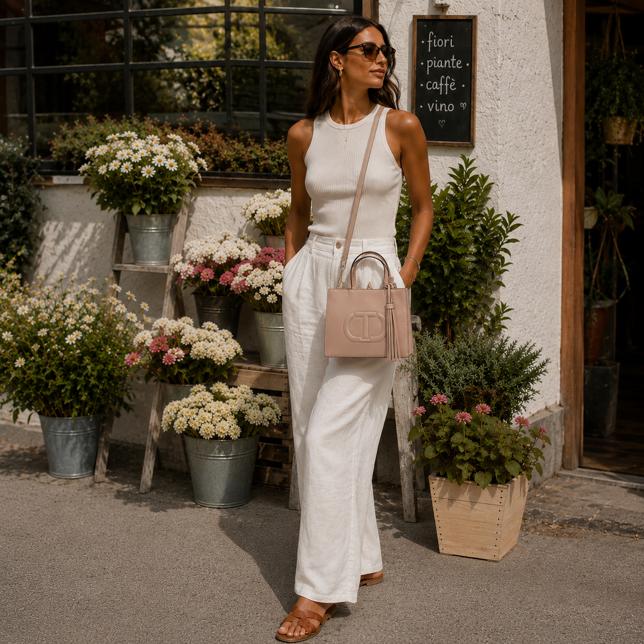 Dusty Pink Handbag with double top handle
