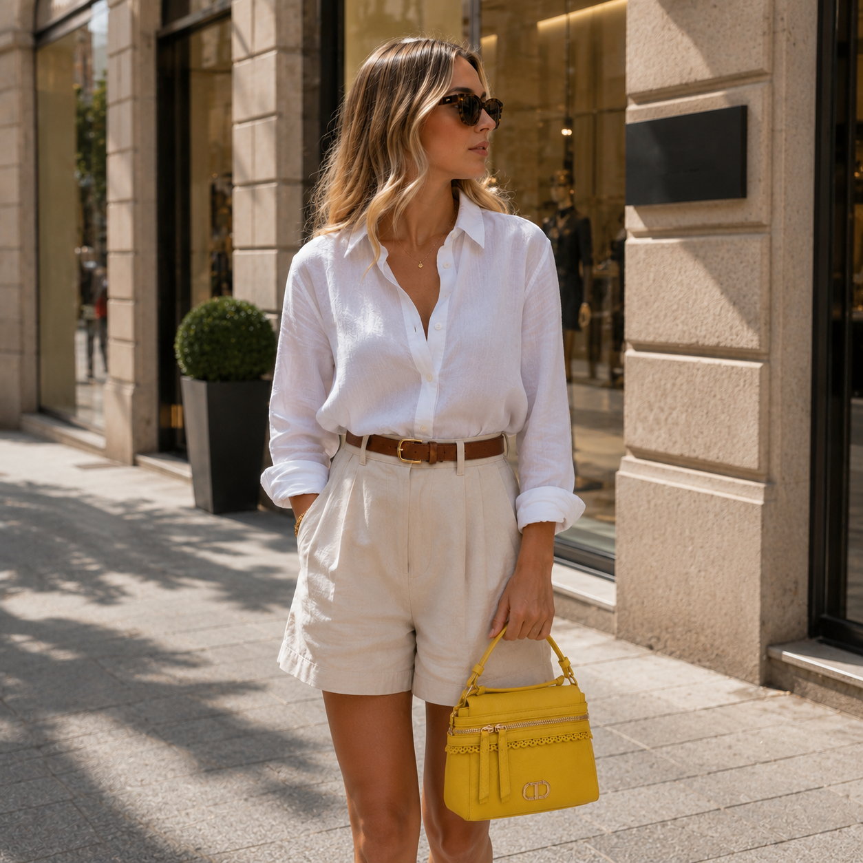Borsa gialla con dettagli dorati