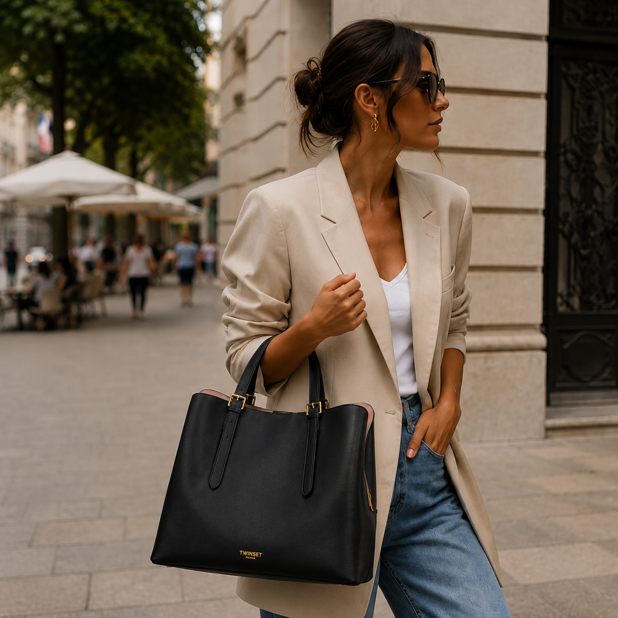 Black Tote bag with gold details