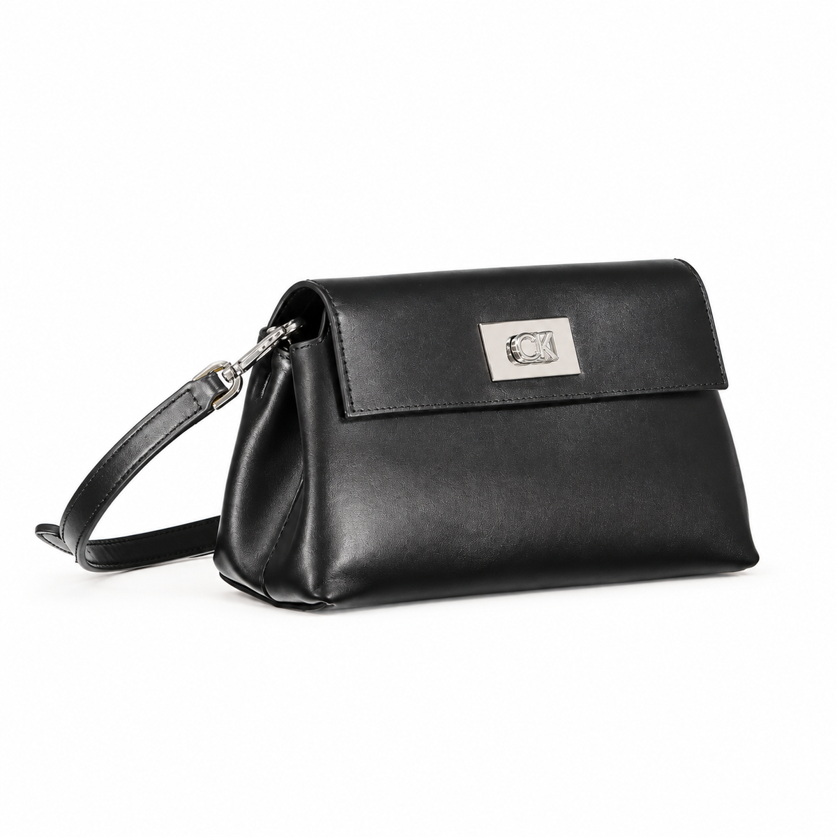 Small Shoulder Bag with silver closure - Black