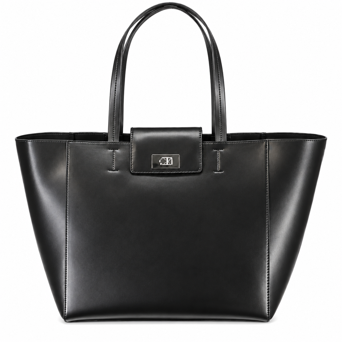 Tote Bag with silver closure - Black
