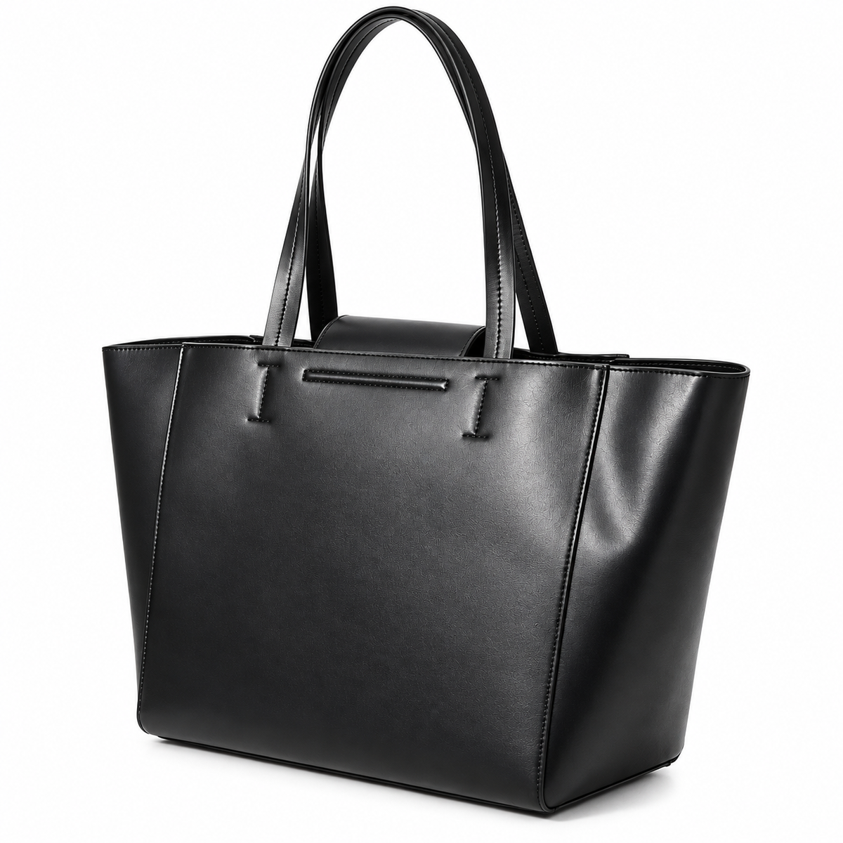 Tote Bag with silver closure - Black