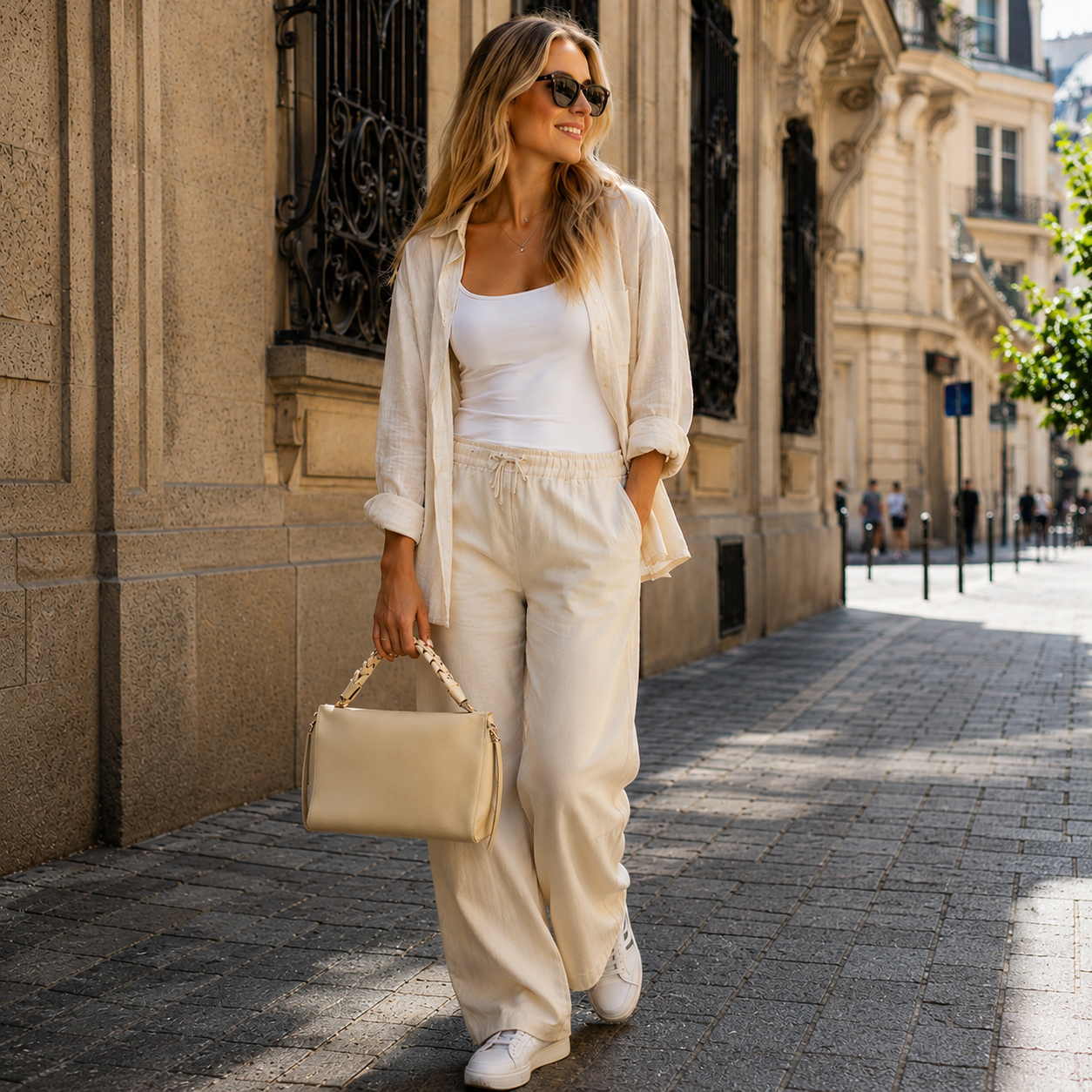 Beige Leather Handbag