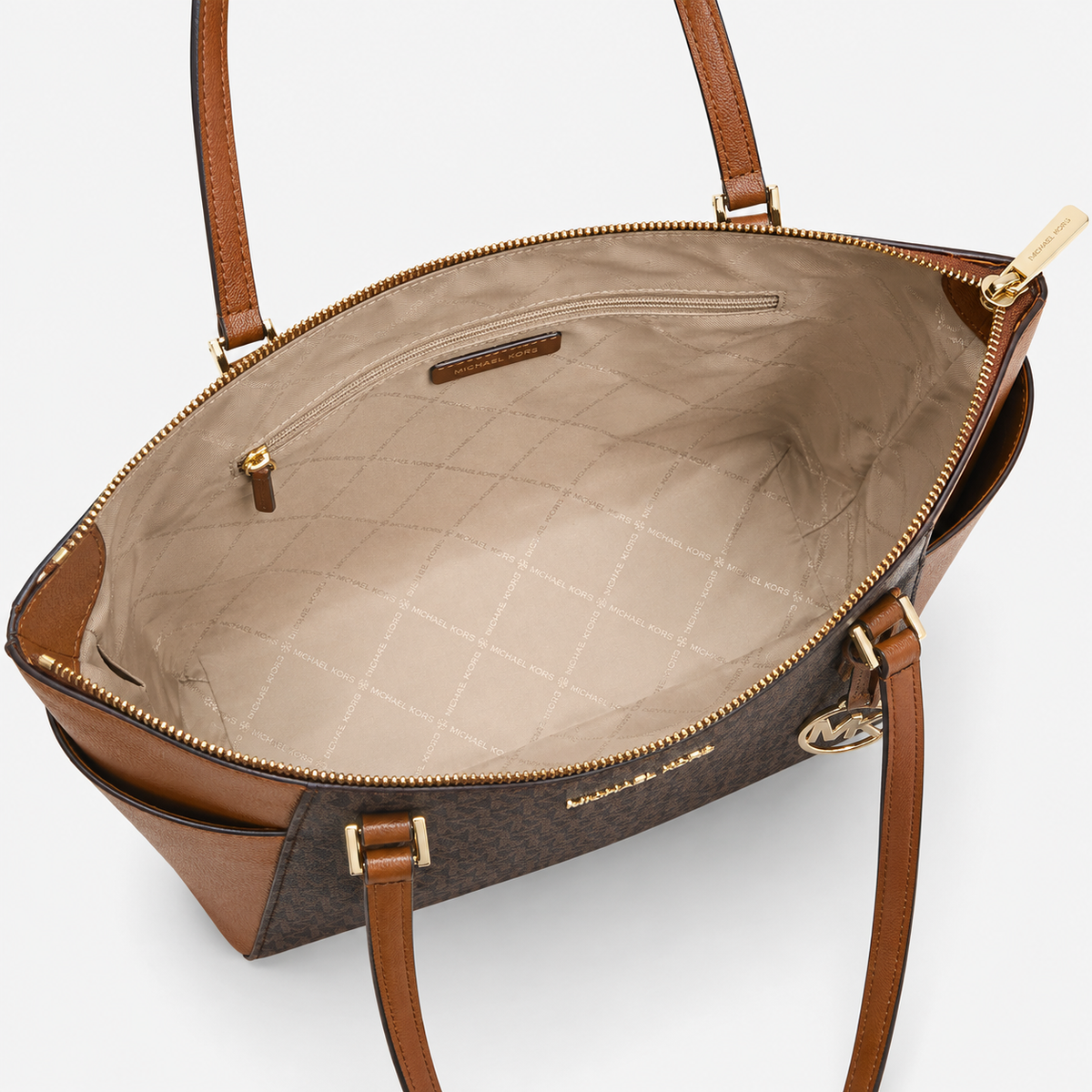 Borsa tote monogrammata in tela rivestita - Marrone