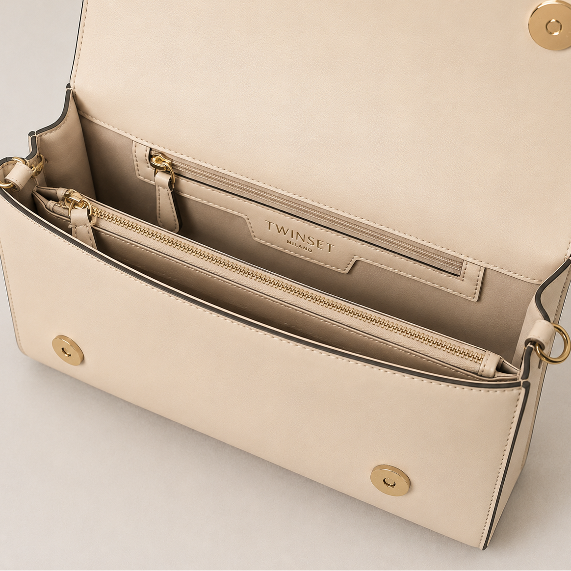 Rounded Flap Shoulder Bag - Ivory