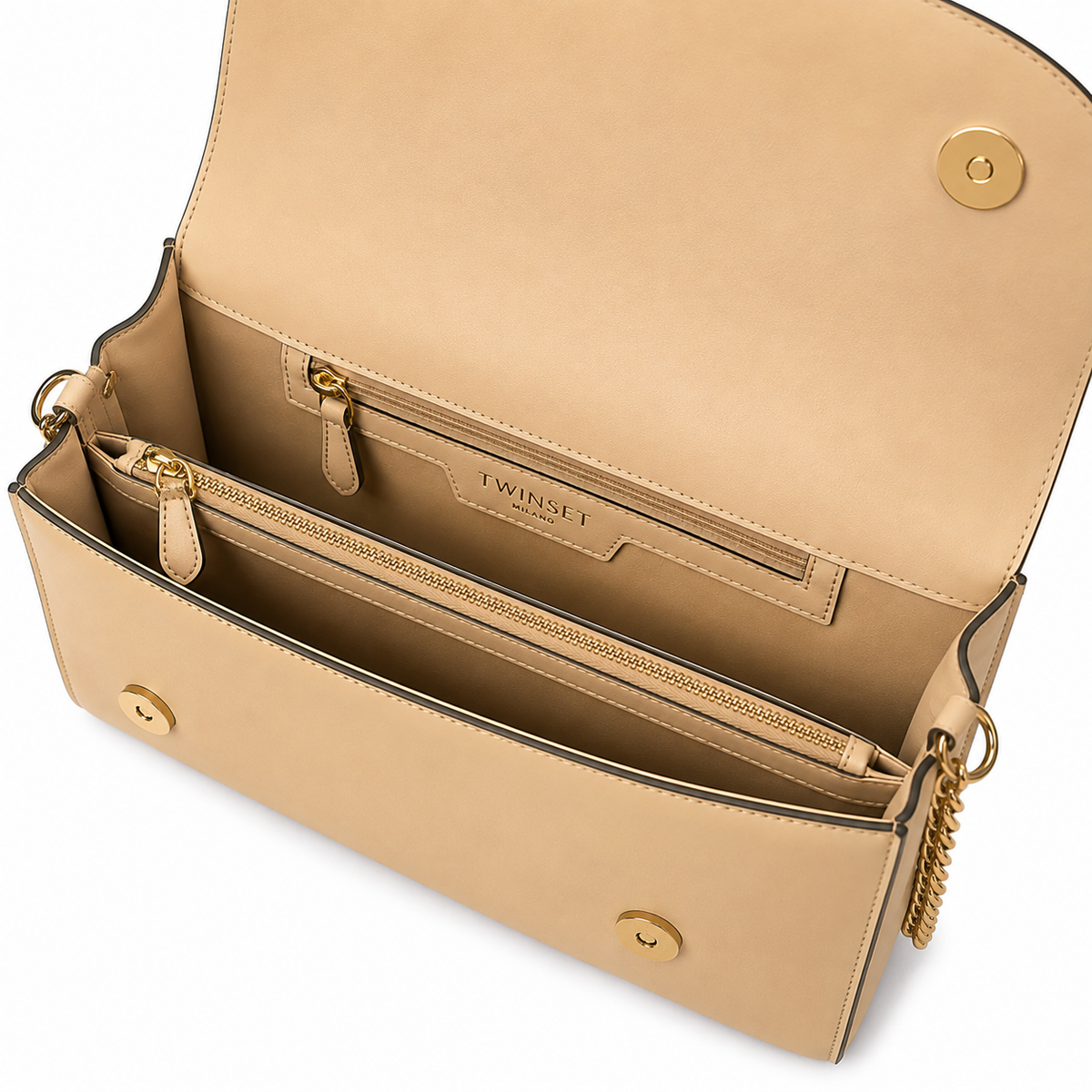 Borsa a spalla con patta arrotondata - Sabbia