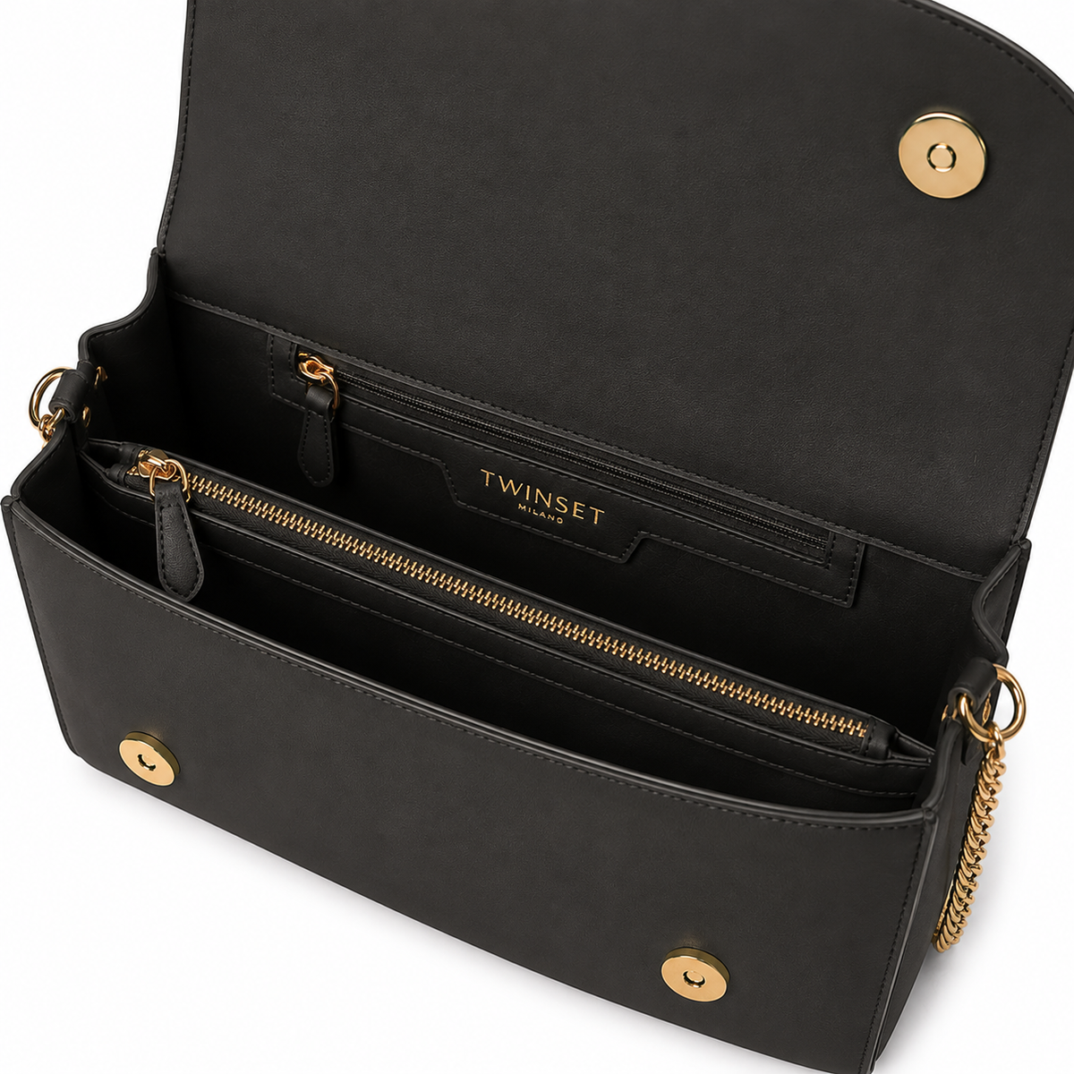 Rounded Flap Shoulder Bag - Black