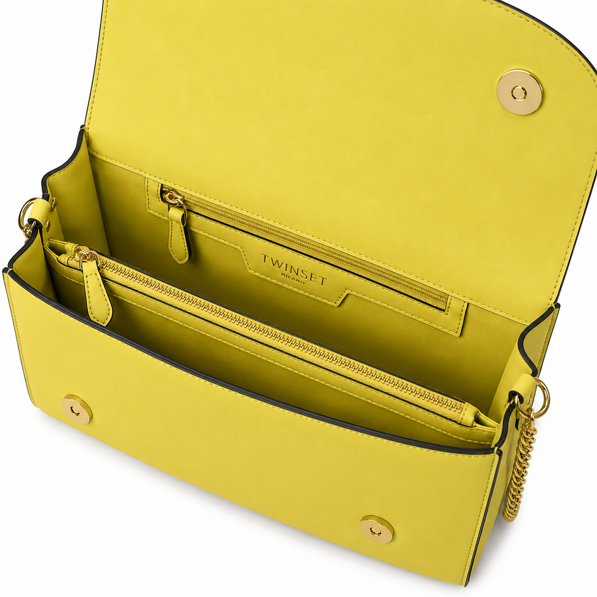 Borsa a spalla con patta arrotondata - Giallo