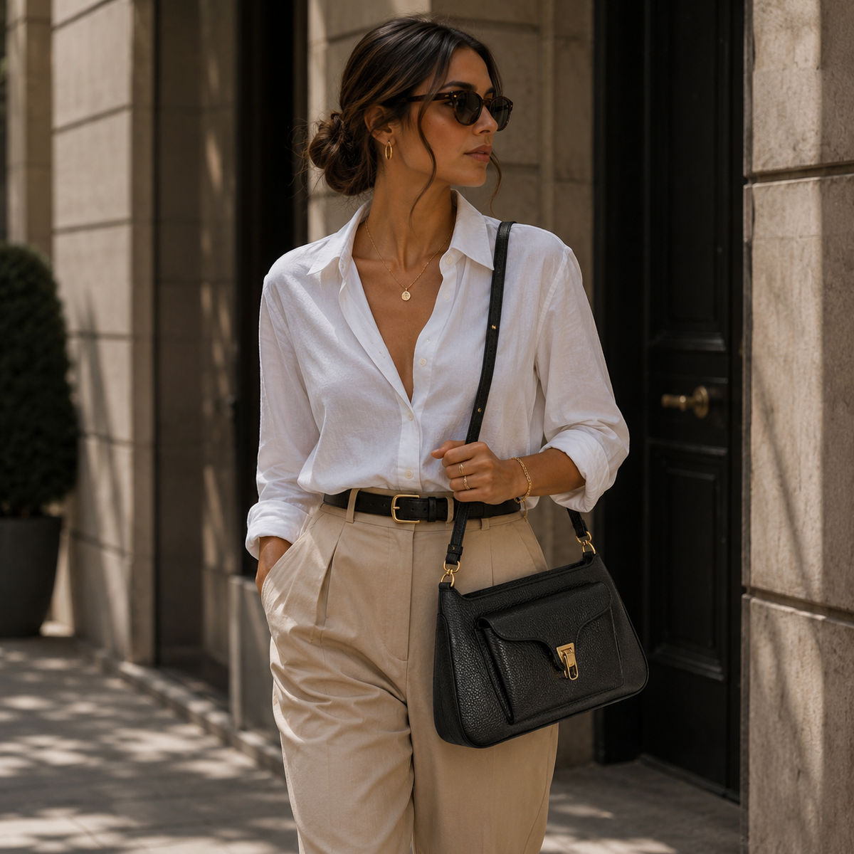 Leather Handbag - Black