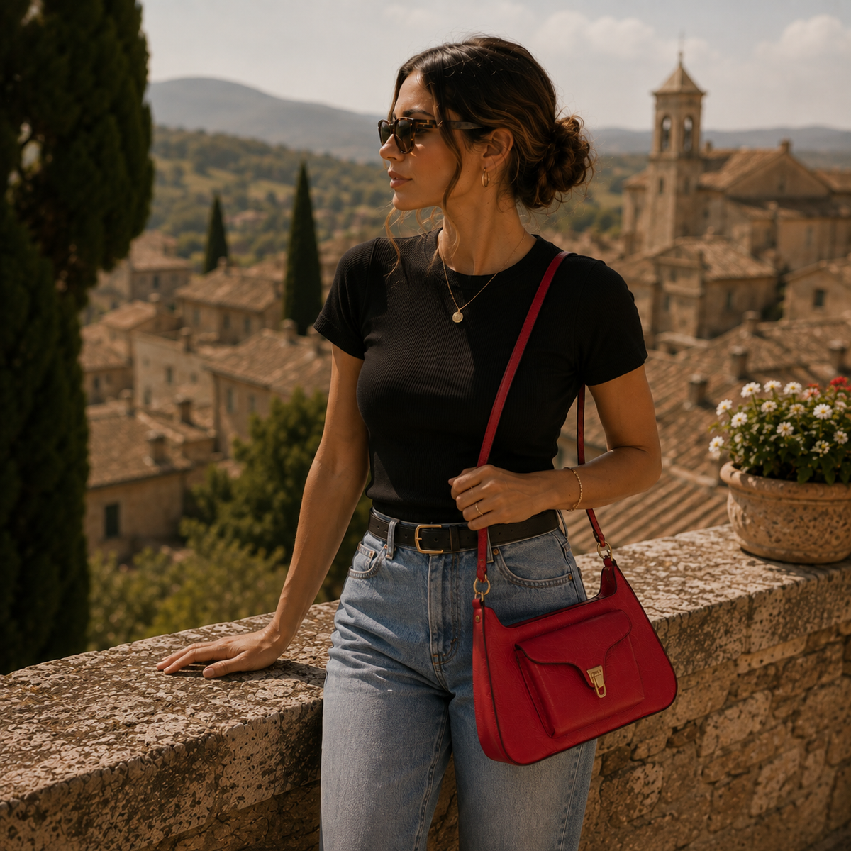 Leather Handbag - Red