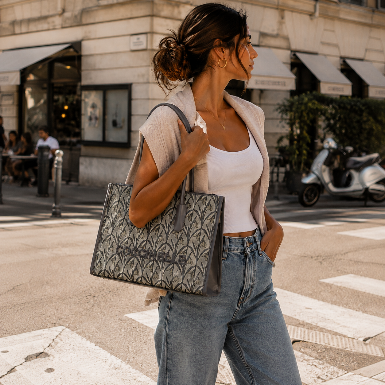 Grey Fabric Tote Bag