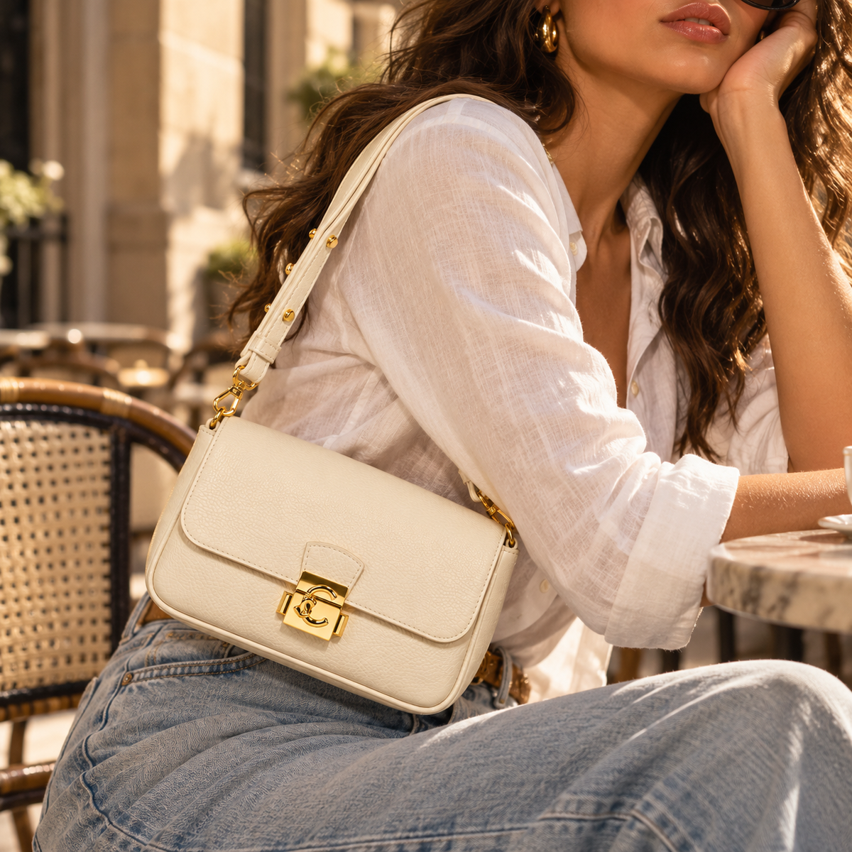 Leather Mini Shoulder Bag - Ivory