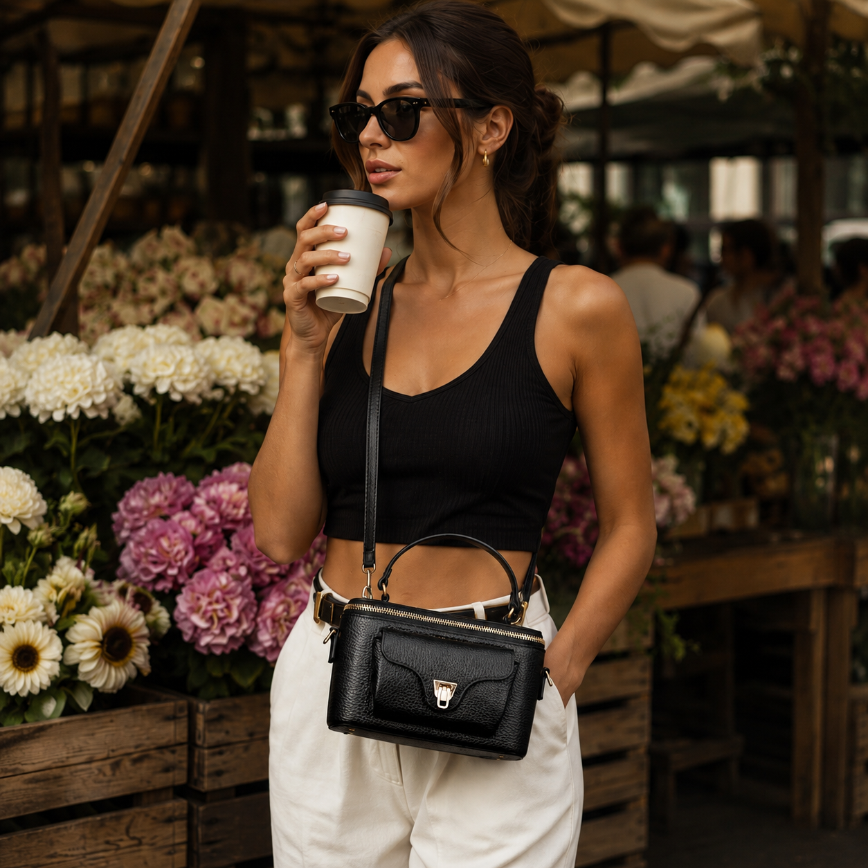 Black Structured Crossbody Bag