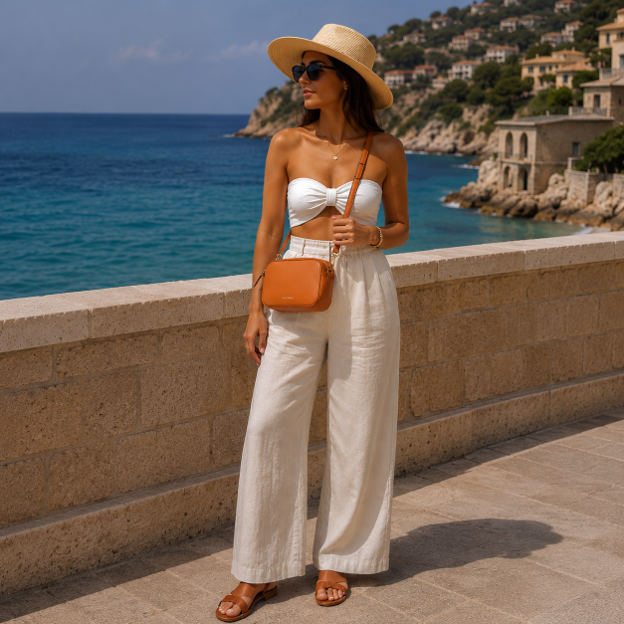 Orange Leather Crossbody bag