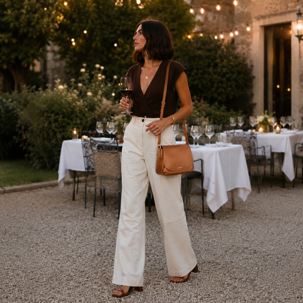 Borsa a spalla in pelle color cognac