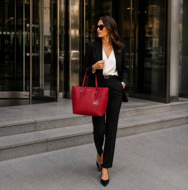 Borsa tote in pelle rosso lampone