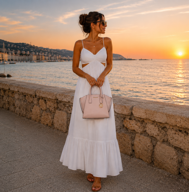 Powder Blush Leather Handbag