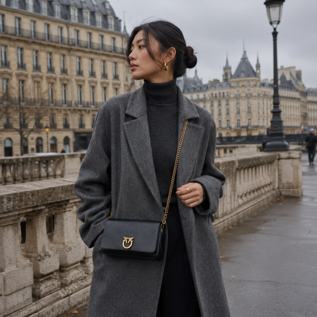 Borsa a spalla mini in pelle di vitello nera