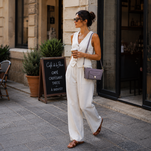 Lilac Calf Leather Shoulder Bag