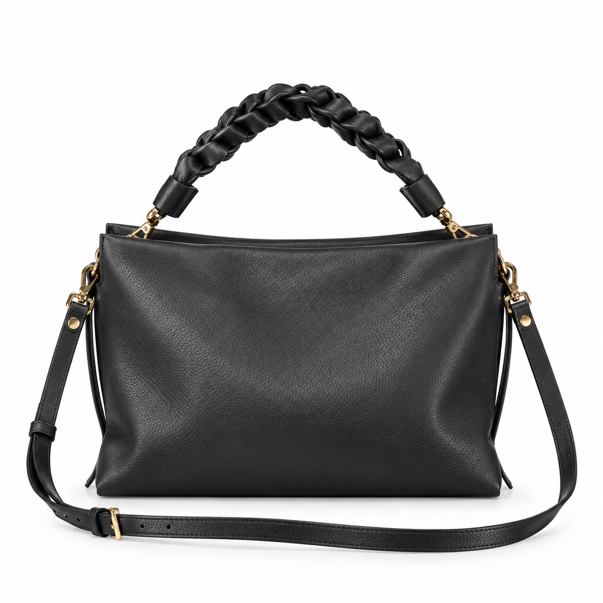 Leather Medium Handbag - Black