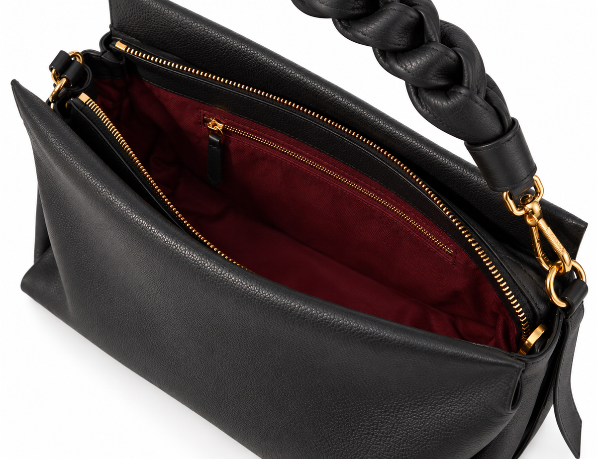 Leather Medium Handbag - Black