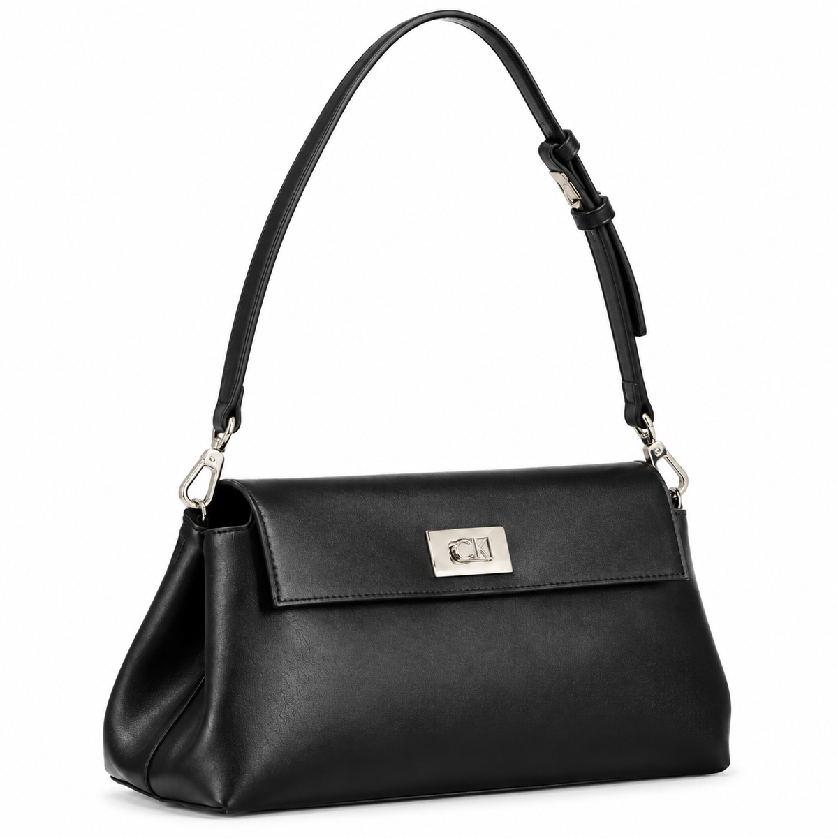 Shoulder Bag with silver closure - Black