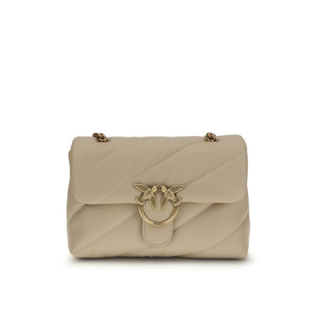 Borsa a spalla Classic in pelle di vitello sabbia