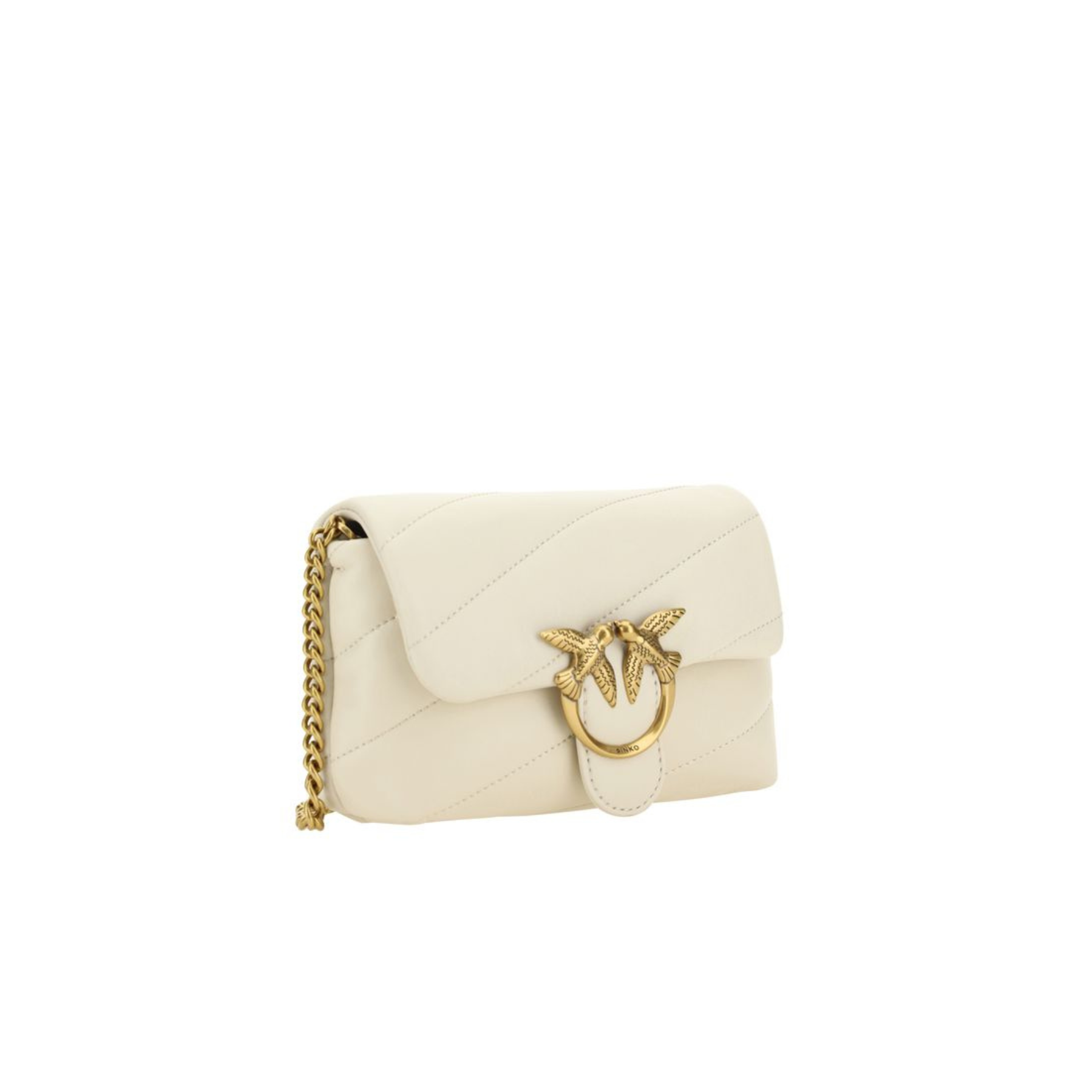Borsa a spalla Love Baby in pelle di vitello bianca