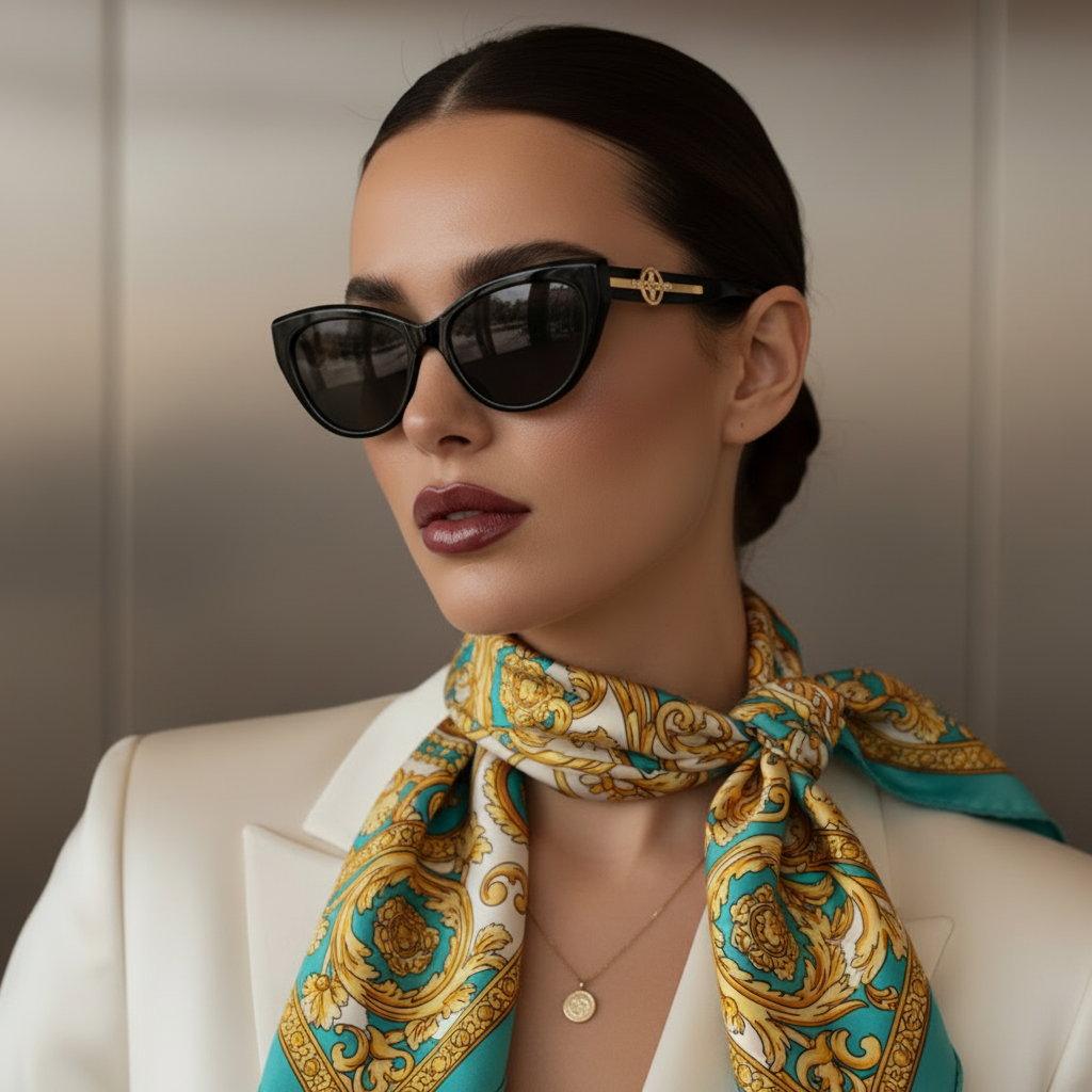 Donna occhiali cat-eye con foulard