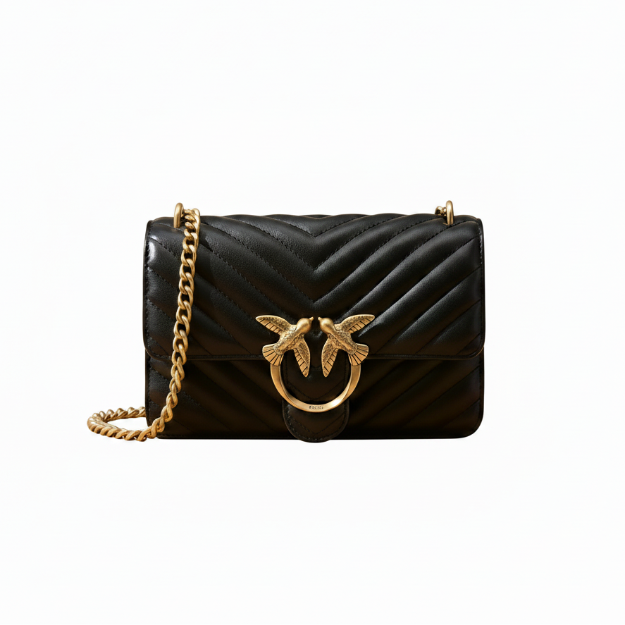 Borsa a tracolla Mini in Pelle di vitello Nera